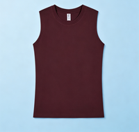 Kaos Vest Pria Tanpa Lengan Grosir untuk Olahraga Fitness Musim Panas Katun Murni Kerah Pendek Lengan Pendek Cetak Digital Kain 160g