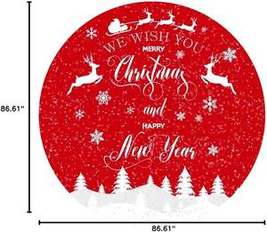 Joyeux Noël Rond Toile de <span class=keywords><strong>Fond</strong></span> Élastique En Stock Rouge <span class=keywords><strong>Blanc</strong></span> <span class=keywords><strong>Cerf</strong></span> Flocon De Neige Pin Forêt Xmas Party Decor Photo <span class=keywords><strong>Fond</strong></span> - Product Image 4