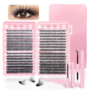 Cils individuels en bouquets 30D 40D 50D Courbure D, Kit d'extension de cils artificiels DIY avec outils et colle pour des yeux charmants - Product Image 1