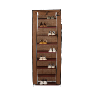 Étagère à chaussures autoportante de 9 étages, armoire verticale étroite en métal avec tissu non tissé pour l'entrée et la garde-robe. - Product Image 4
