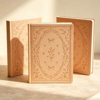 Cuaderno de Tapa Dura de PU con Lazo Floral en Relieve 3D Personalizado, Diario, Agenda, Regalo Vintage Retro