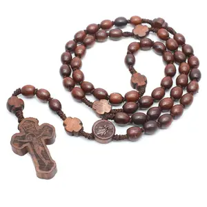 High End handgemachte Rosenkranz Halskette Palisander Perlen Kreuz Religion Christus katholischen Schmuck Rosenkranz