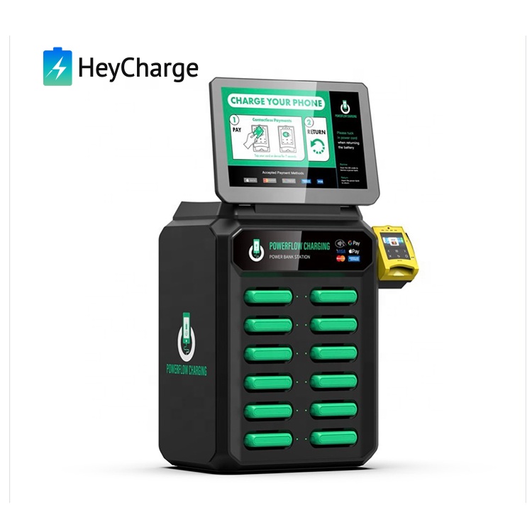 Powerbank Station Portable Phone Charger Mobile Powerbank Vending Machine Advertising Screen Credit Card Sharing Power Bank Rental Station