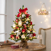 Grenzüberschreitender Neuer Stil Gemischter Blätter-Tisch-Weihnachtsbaum 60cm Deluxe PVC PE-Blätter Dichter Weihnachtsbaum-Set Heimdekorationen