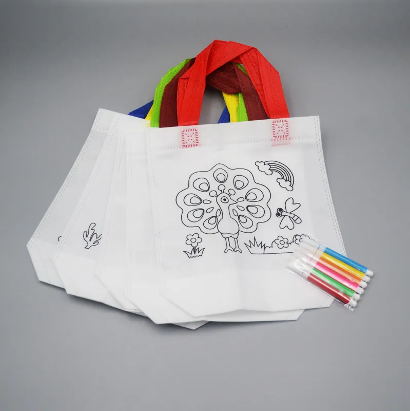 Animal Prints Children's doodling drawing DIY Supermarket non woven shopping gift bag in stock