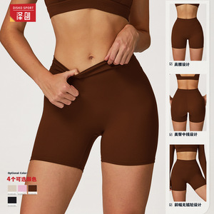 Shorts de yoga taille haute Disko Sport pour femmes avec fesses froncées sans couture avant, pour fitness, course à pied, cyclisme et entraînement - Product Image 1