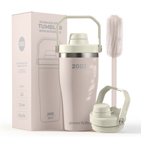 Everich Venta al por mayor 20oz Reutilizable Doble pared Vaso personalizado con asa Vaso de acero inoxidable Grado alimenticio