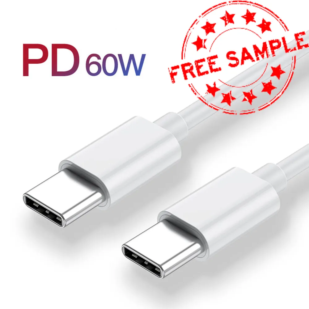 Popular Product white android 3A 60W Type C to type C data cable support data cable packing customize