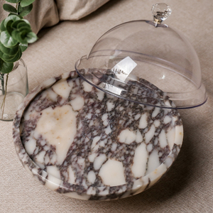 Wholesale Price Free Design Natural Stone Calacatta Viola extra Large Luxury <strong>Marble</strong> Holder <strong>Cake</strong> <strong>Stand</strong> with Lid - Product Image 2