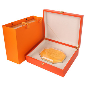 Boîte cadeau rectangulaire haut de gamme en carton, doublée de satin orange, pour emballage de produits de santé, artisanat - Product Image 2