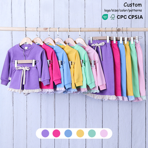 Sudadera suave para niñas pequeñas, manga larga, con volantes en el bajo, para jugar, viajar, la escuela y uso casual de fin de semana - Product Image 1