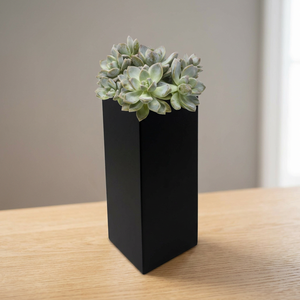 Jarrón Cuadrado Negro Moderno, Maceta Decorativa, Elegante Soporte para Plantas de Escritorio, Centro de Mesa Contemporáneo y Elegante - Product Image 3