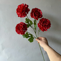 Bunga Sutra Ranunculus Peony Putih Pink Berkualitas Baik 4 Kuntum untuk Dekorasi Pernikahan