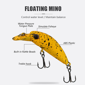 Leurre flottant LUSHAZER Minnow Crankbait 2,6g 45mm pour la pêche au bar, à la truite et au brochet, leurre artificiel en plastique, wobbler, leurre de pêche - Product Image 3