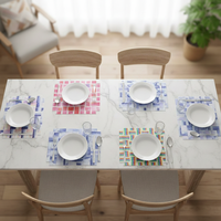 Vente directe d'usine, sets de dessous de plat en cuir tissé vinyle, résistants à la chaleur, pour table à manger