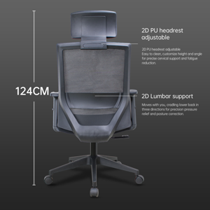 Chaise de <span class=keywords><strong>bureau</strong></span> ergonomique minimaliste en maille avec appui-tête, facile à nettoyer - Product Image 6