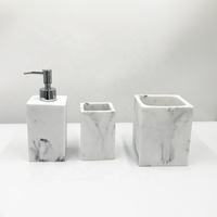 Ensemble de 4 pièces de luxe pour salle de bain, cuisine et décoration intérieure – Accessoires de salle de bain en résine