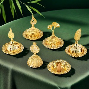 Brûleur à Bakhoor en alliage doré de style arabe, petit modèle, design tour, pour usage domestique, aromathérapie au bois de santal, pack d'ambiance intérieur - Product Image 1