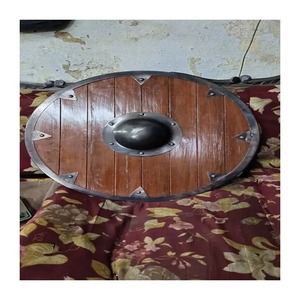 Escudo de madera cruzado vikingo Escudo de guerrero de batalla redondo medieval Escudo redondo de madera Tienda de artesanía RJ - Product Image 1