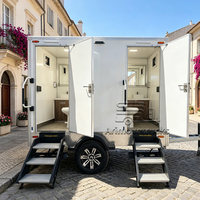 Remorque de toilettes mobiles de luxe pour extérieur, toilettes publiques portables, remorque de toilettes commerciales portables avec climatiseur