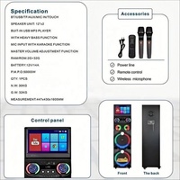 Enceinte active sur chariot GD-1419 >800W avec lumières LED RGB pour recharge sans fil 5.3 et écran d'affichage - Enceinte DJ portable