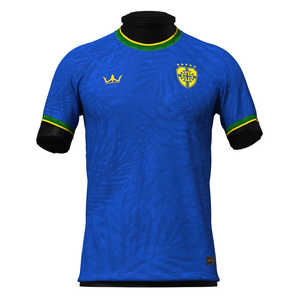 Оптовая продажа: Футбольная футболка унисекс для взрослых, с индивидуальным логотипом, сине-желтый узор, 100% полиэстер, быстросохнущая, влагоотводящая, дышащая, повседневная - Product Image 1