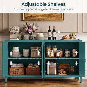 Mobiletto con Vani Portaoggetti, Credenza Moderna per Caffetteria con 4 Ante. Ripiani Regolabili Verniciati per Sala da Pranzo, Cucina, Soggiorno - Product Image 4
