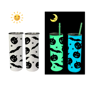 Custom LogoBulk <b>Double</b> <b>Wall</b> Stainless Steel 20Oz to Green Blue Glow in Dark Tumbler for White Sublimation Transfer - Product Image 3