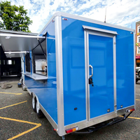 Remorque carrée bleue Greenfist GF-S570 de haute qualité, résistante à la rouille, 4 roues, avec options de climatisation, cuisinière à gaz et friteuse pour la vente de nourriture