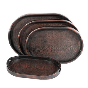 New Chinese and Japanese style <b>tea</b> <b>tray</b>/<b>tray</b>, imitation wood plastic oval shape, household imitation wood barbecue <b>tray</b>/water - Product Image 2
