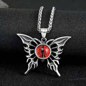 Yunnique-collar con colgante de ojo de mariposa gótico, aleación de zinc, circonia cúbica, regalo unisex, joyería - Product Image 1