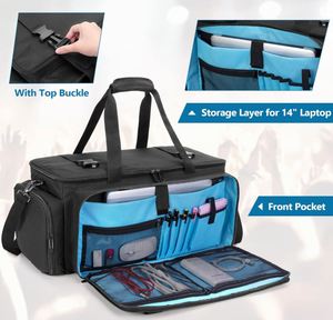 Large DJ Gig Bag Travel DJ <b>Cable</b> File Case with Padded Bottom & Detachable Dividers DJ <b>Gear</b> Storage Organizer - Product Image 3
