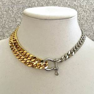 NM51613 Miami <span class=keywords><strong>Multicouche</strong></span> Plaqué Or Hiphop Mode Bijoux en Acier Inoxydable Cubain <span class=keywords><strong>Double</strong></span> Chaîne Mousqueton <span class=keywords><strong>Collier</strong></span> pour Femmes Hommes - Product Image 5