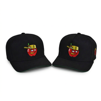 Casquette de baseball snapback sportive à 5 panneaux en tissu courant, avec broderie 3D personnalisée, motif lettres et fruits, pour usage extérieur