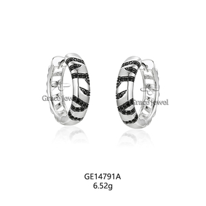 Orecchini da Donna Grace <span class=keywords><strong>Jewelry</strong></span> con Stampa Zebrata in Nano Cristallo, Gioielli di Moda all'Ingrosso, Design in Argento - Product Image 1