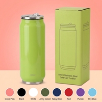 Bouteille d'eau isotherme en acier inoxydable de 500 ml (17 oz) avec paille, en forme de canette de soda, anti-fuite, vierge pour sublimation, vente en gros