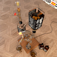 Distributeur d'alcool Robot en laiton gris avec ampoule pour cadeau de pompier