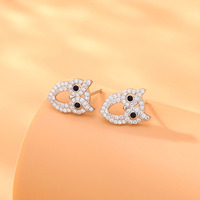 Boucles d'oreilles pour femmes en argent sterling 925, motif hibou, pavé de moissanite couleur D VVS, bijoux en gros avec certification GRA – Meilleures ventes