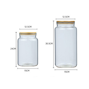 Frasco de Vidrio con Tapa de Madera, Forma Cilíndrica, para Almacenamiento de Cáscaras de Mandarina, Origen Hejian, 325, Número de Pieza, Característica Transparente - Product Image 4