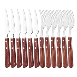 Brazil Mexico Peru 12pcs 2023 NEW Cubiertos Talheres Sharp Stainless Steel Meat BBQ Knife with Package for Customized Logo