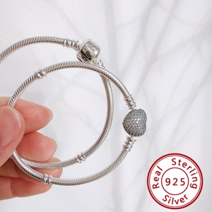 Diseño de Logotipo Original, Cadena de <span class=keywords><strong>Serpiente</strong></span> de Plata de Ley 925, Brazalete con Dijes DIY para Mujer, Regalos de Joyería, Solicite el Catálogo PAN - Product Image 5