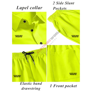 Ensemble de shorts décontractés jaunes pour hommes, motif uni, 100% coton, séchage rapide, pour sports de plein air et plage, fabriqué au Pakistan - Product Image 5