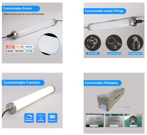 ShineLong 4FT Commercial Industrial Lighting Entrepôts de lavage de voiture IP69K Lumière LED anti-poussière Étanche Batten Tri-proof Light - Product Image 3