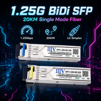 Pesanan Massal Modul SFP BiDi 1.25G 20KM Serat Tunggal DDM TX1310/RX1550 Konektor LC Transceiver SFP Gigabit untuk Switch Jaringan