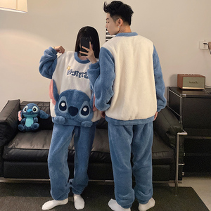 Winter Couple Cartoon Cute <strong>Pyjamas</strong> <strong>Men</strong> and Women <strong>Flannel</strong> Sleepwear Sets Plush Thickened Warm Suit - Product Image 4