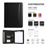 Portafolio de Cuero A4 con Cierre y Logotipo Personalizado, Organizador de Negocios, Bolsa para Documentos de PU Premium con Ranuras para Tarjetas y Portapapeles, Venta al Por Mayor OEM