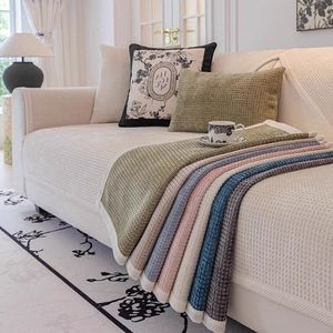 <b>Sofa</b> Cushions Waffle Pattern Cream Style Chenille 145-185CM Machine Washable Living Room <b>Cover</b> - Product Image 2