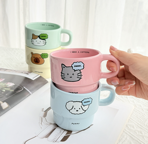 Factory Direct Custom Printed Stackable Colorful <b>Ceramic</b> <b>Mugs</b>, Stack-design Latte Drinking Cups Wholesale for Cafe & Gift - Product Image 3