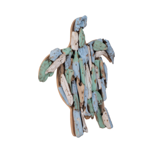 Scultura artistica a forma di tartaruga in legno di recupero, decorazione murale costiera per casa, bagno, soggiorno, ufficio - Product Image 2