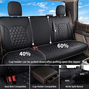 Coprisedili in Pelle per <span class=keywords><strong>Ford</strong></span> F150 SuperCrew 2015-2026, F250/F350/F450 Super Duty Crew Cab 2017-2026, <span class=keywords><strong>Sedili</strong></span> Anteriori e Posteriori - Product Image 3